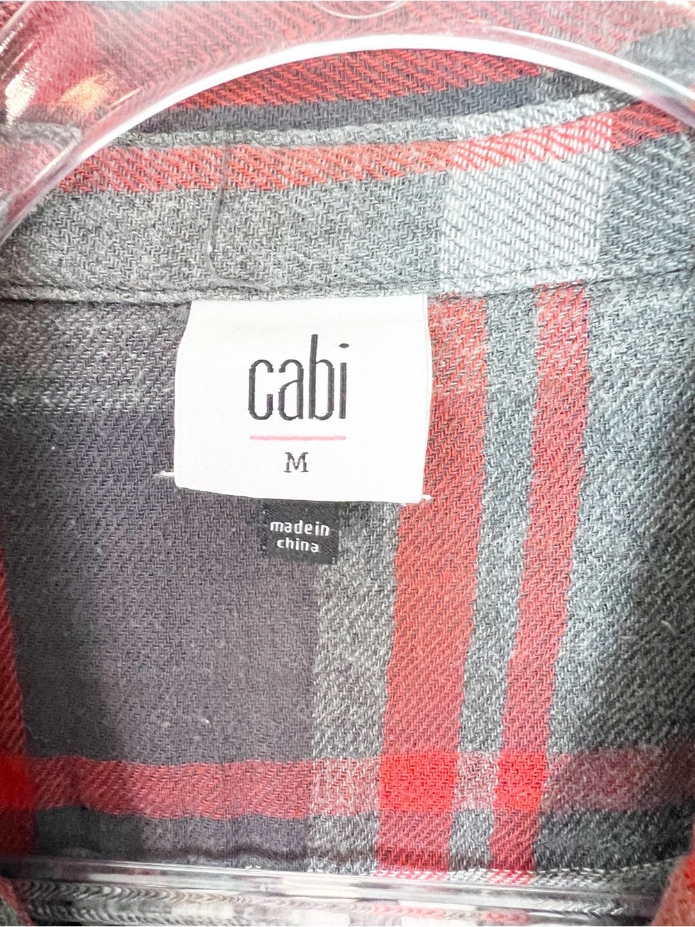 CABI TAVERN SHIRT GRAY RED WHITE PLAID BUTTON FRONT SHACKETT STYLE 4164 MEDIUM - Picture 2 of 4